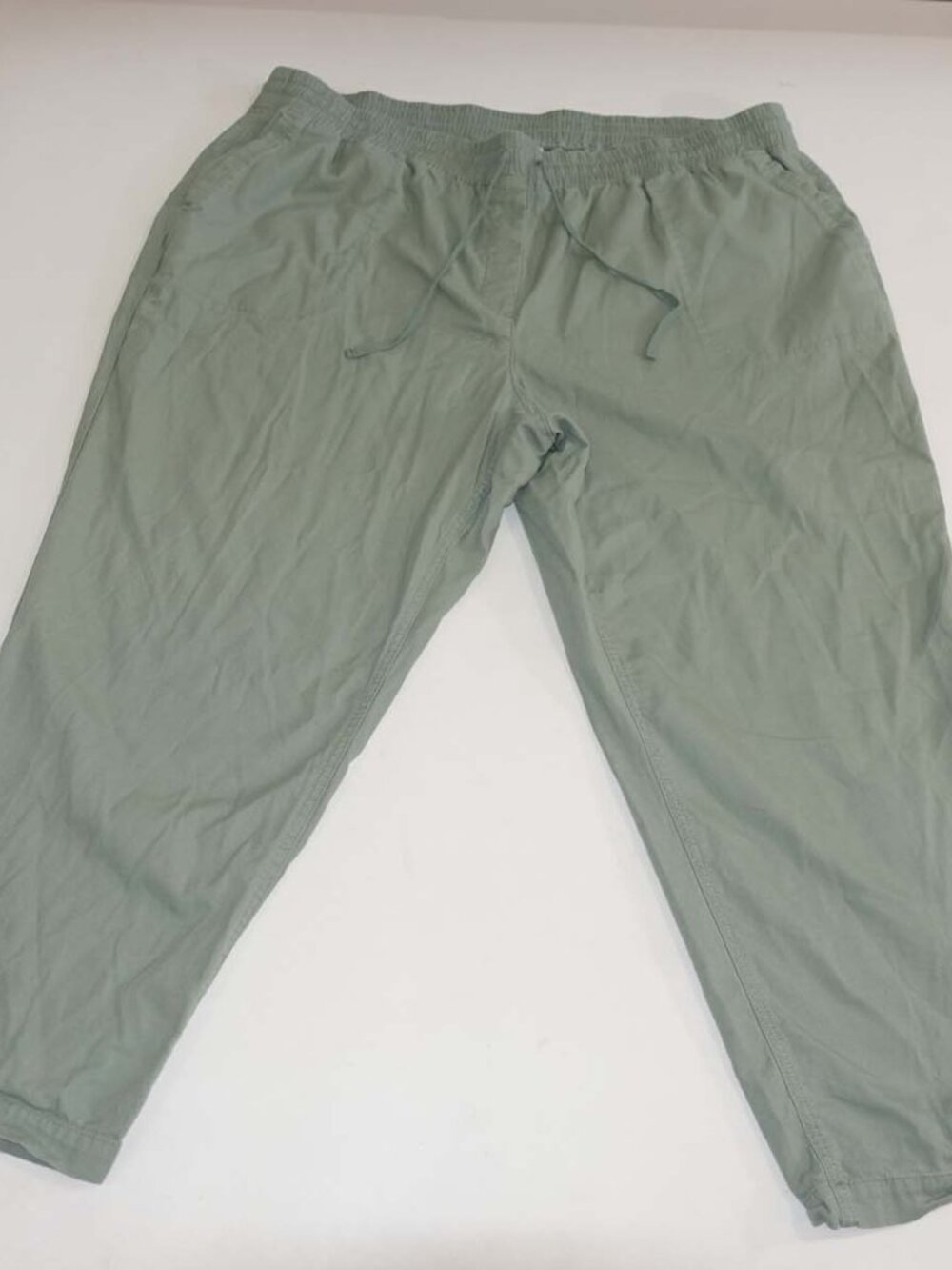 Talbots Women's Pull On Cropped Pants Size 3X Green Elastic Waist 26" Inseam